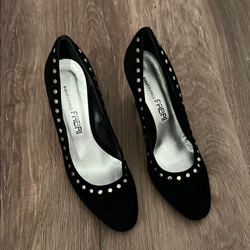 Gianfranco Fabri Black Stud Heels Size 38.5